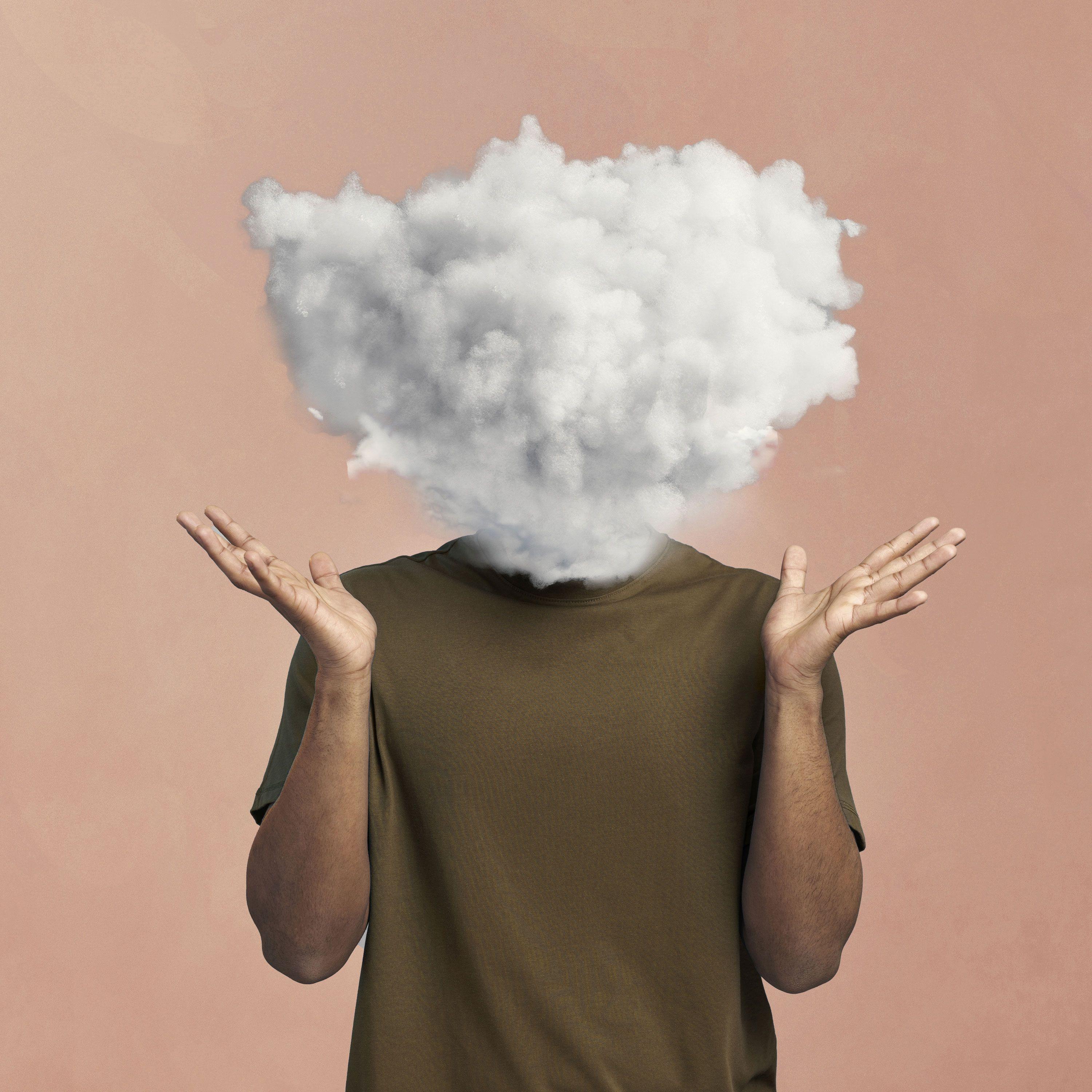 Illustration symbolique des troubles cognitifs : une personne avec un nuage à la place de la tête, représentant la confusion mentale et les difficultés de concentration.